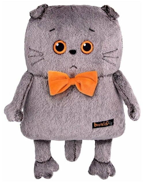 Мягкая игрушка - подушка кот Басик в маске для сна, 34 см