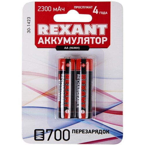 Аккумулятор Rexant Rechargeable Aa 1,2V 30-1423 REXANT арт. 30-1423 батарейка аккумулятор rexant 2300 мач aa 1 2v 30 1423 цена за 1 шт rexant арт 30 1423