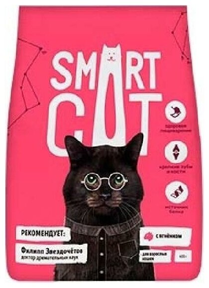 Smart Cat сухой корм Для взрослых кошек с ягненком 0,4 кг 25425 (1 шт)