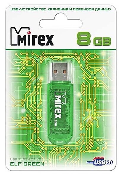 Флеш накопитель 8GB Mirex Elf, USB 2.0, Зеленый - фото №3