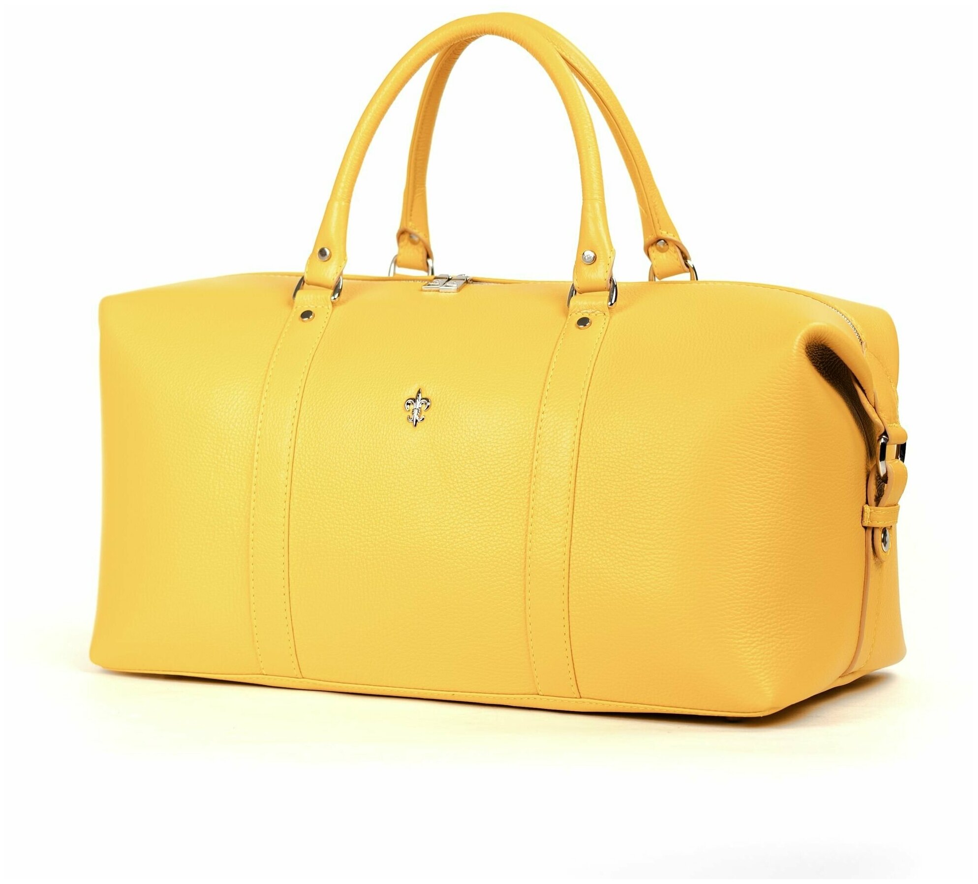 Дорожная сумка Ferrari из натуральной зернистой кожи желтого цвета