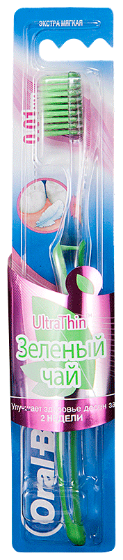 Зубная щетка Oral-B UltraThin Зеленый чай, мягкая, зеленый - фото №13