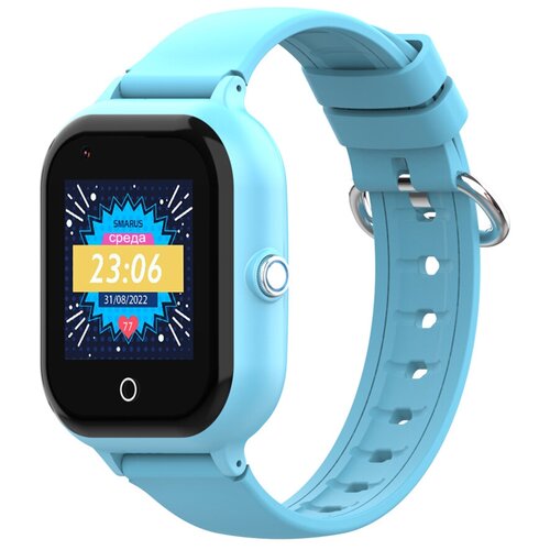 Детские умные смарт часы телефон 4G с GPS трекером WhatsApp симкартой виброзвонком и видеосвязью SMARUS kids KW4 синие для детей в школу 599000₽