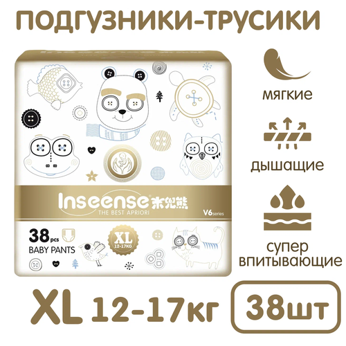 Inseense трусики V6 XL (12-17 кг), 38 шт., белый