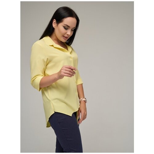 фото Рубашка disorelle, повседневный стиль, прямой силуэт, укороченный рукав, однотонная, размер 46, желтый