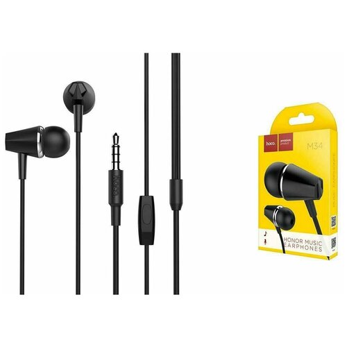 Наушники HOCO M34 honor music universal earphones with microphone 35мм черный 51000₽