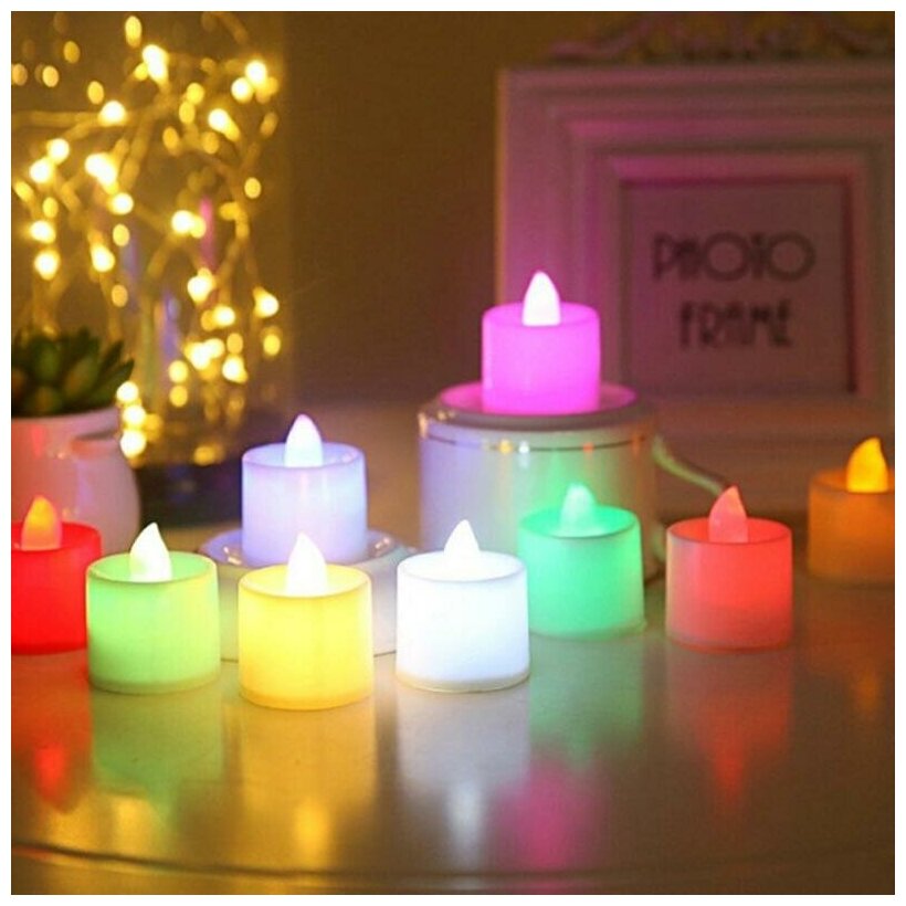 Свечи электронные, светодиодные / разноцветные 5 штук в наборе - фотография № 1