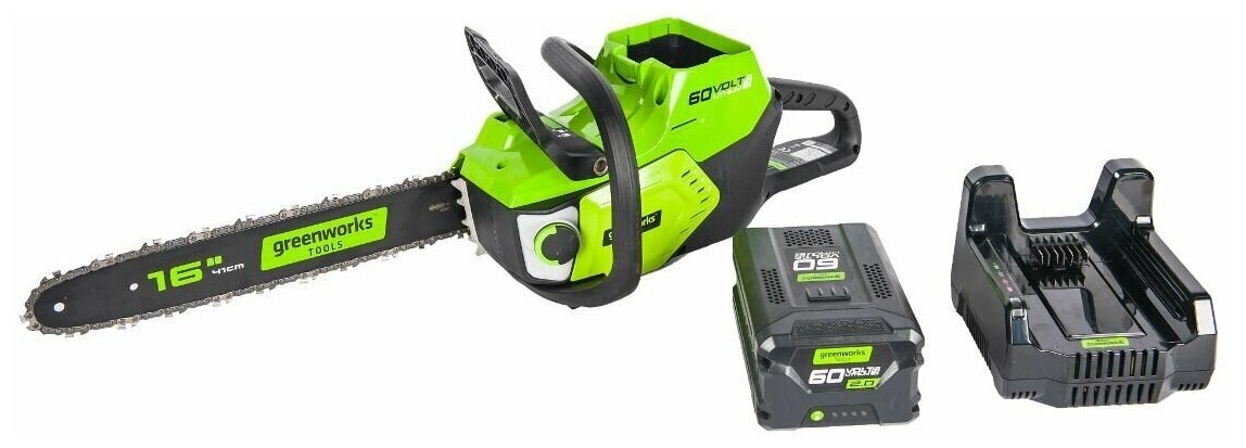 Цепная пила Greenworks GD60CS40 60V 2006907UA (40 см) бесщеточная аккумуляторная с 2 Ач АКБ и ЗУ