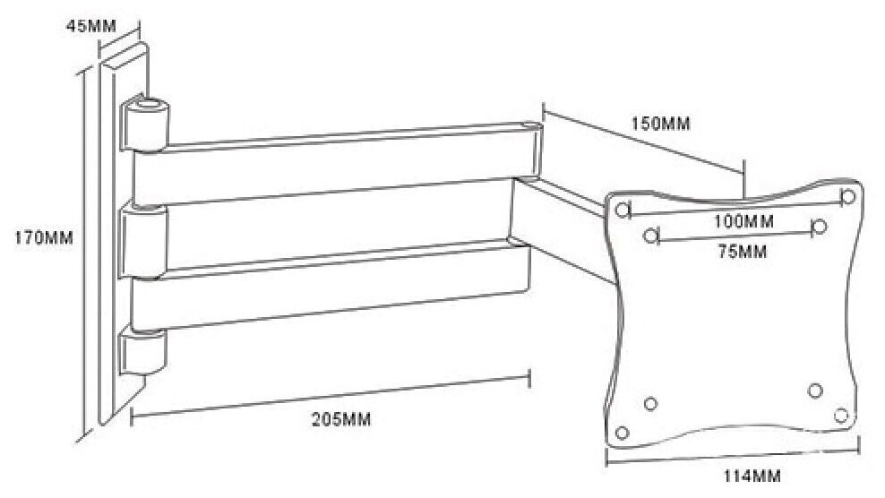 Кронштейн для телевизора Arm Media LCD-7101 серебристый 10"-26" макс.15кг настенный поворотно-выдвижной и наклонный