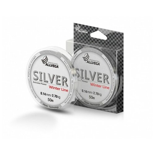 Леска монофильная ALLVEGA Silver 50м 0,14мм, 2,70кг, серебристая