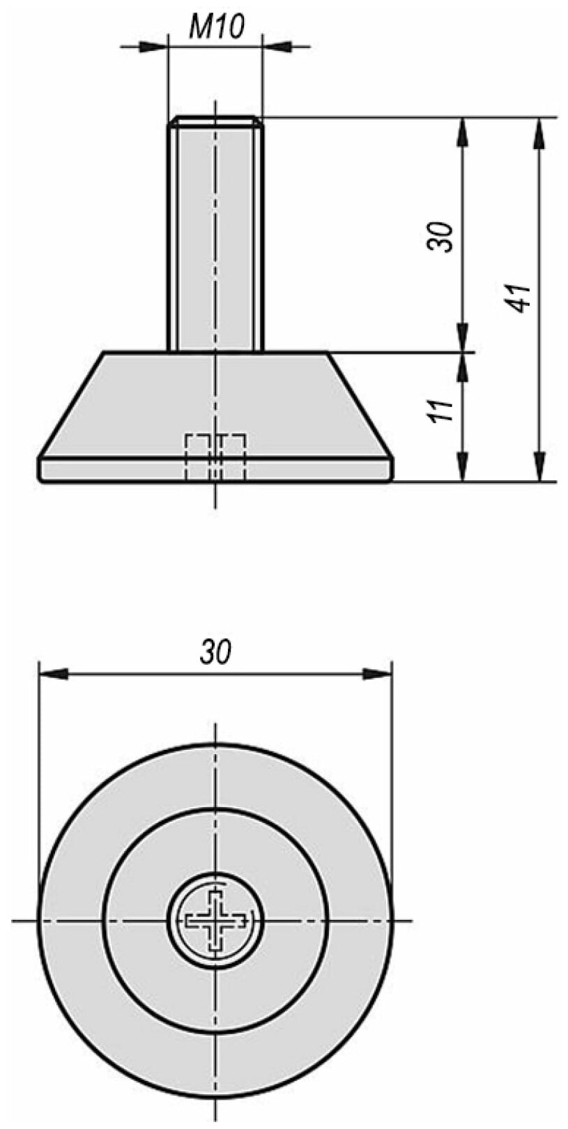 KIPP Опора с основанием из полиамида M10X30