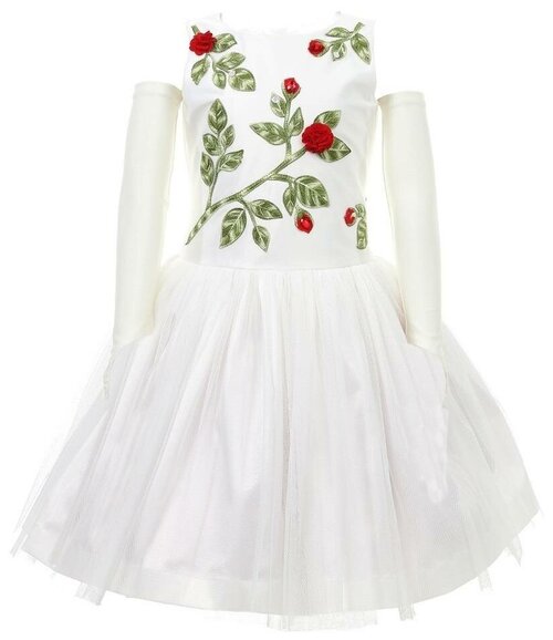 Платье Маленькая Леди, нарядное, флористический принт, размер 5 лет, бежевый