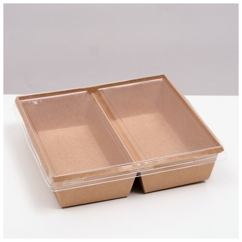 Салатник двухсекционный, крафт, 1,2 л, 20 х 19 х 5,5 см