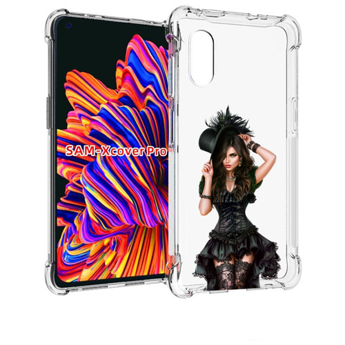 Чехол MyPads стройная-девушка-в-черном-платье для Samsung Galaxy Xcover Pro 1 задняя-панель-накладка-бампер