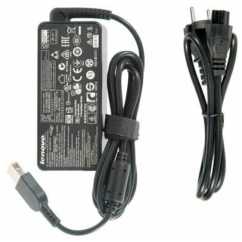 Блок питания (зарядка) ZeepDeep для ноутбука Lenovo 20V, 2.25A, 45W прямоугольный с кабелем блок питания для ноутбука lenovo 20v 2 25a 3 0x1 1 45w org прямоугольный