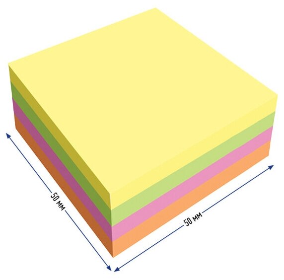 Самоклеящийся блок Berlingo "Ultra Sticky", 50*50 мм, 240 л, 4 неоновых цвета