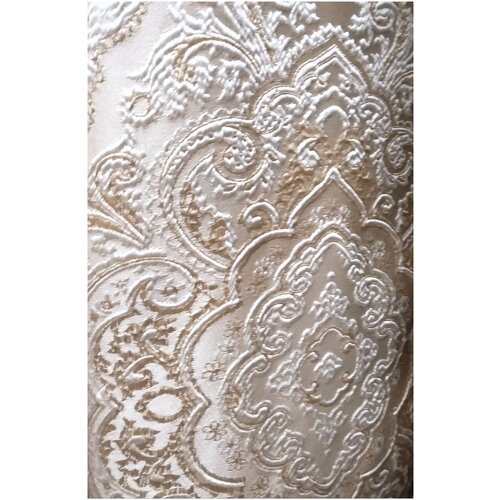 Шторы Chetintex бежево -желтые с классическим вензелем 150*275см. 2шт.