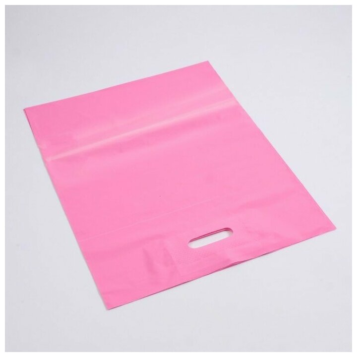 Пакет полиэтиленовый с вырубной ручкой, Розовый 30-40 См, 50 мкм - фотография № 2