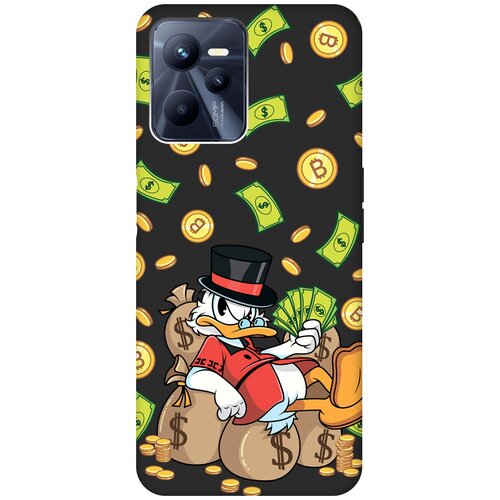 Матовый чехол Rich Scrooge для Realme C35 / Рилми С35 с 3D эффектом черный матовый чехол rich scrooge для realme 5 pro рилми 5 про с 3d эффектом черный