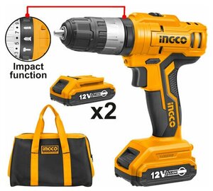 Фото Дрель аккумуляторная Шуруповерт INGCO CIDLI1222 ударная