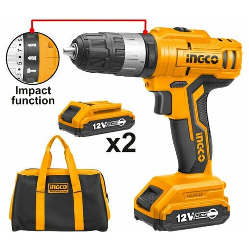 Дрель аккумуляторная Шуруповерт INGCO CIDLI1222 ударная 730000₽