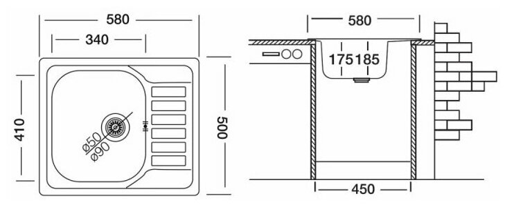 Мойка "Юкинокс" Гранд GRL580.500 -GT8K 2L - фотография № 3