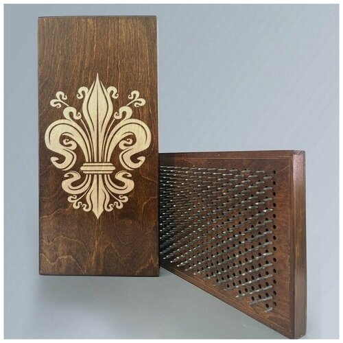 фото Доска садху с динамическими гвоздями, шаг 10мм, цвет венге модель геральдическая лилия - 279 сила души и тела