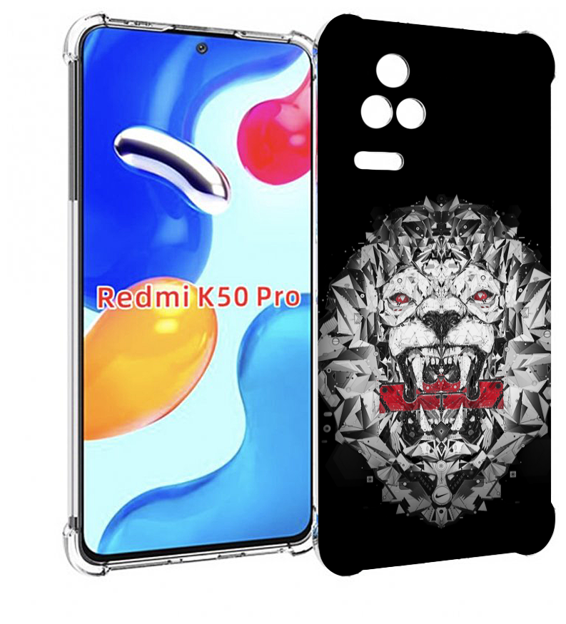 Чехол MyPads тигр-с-гранями-черно-белый для Xiaomi Redmi K50 / K50 Pro задняя-панель-накладка-бампер
