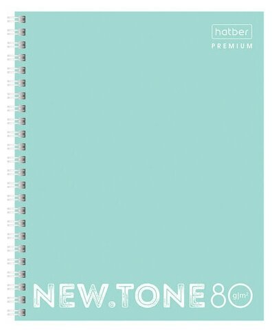 Тетрадь А5 80 л. HATBER Premium гребень клетка глянцевая ламинация "NEWtone PASTEL Мята", 12 шт