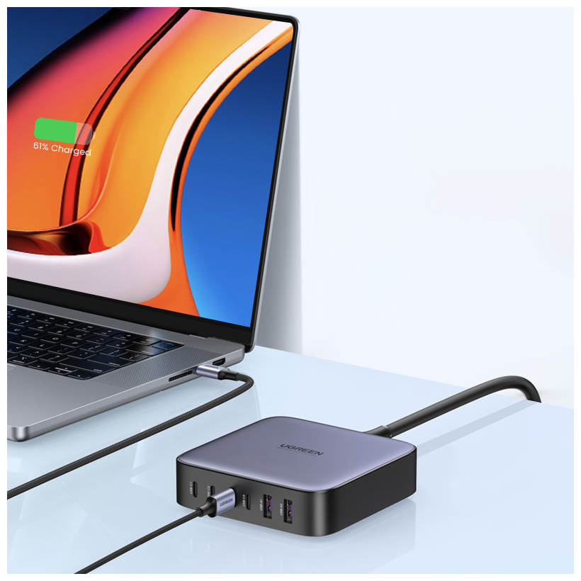Зарядное устройство сетевое UGREEN 40914_ 2*USB Type-A, 4*USB Type-C, 200W, цвет: черный - фото №6
