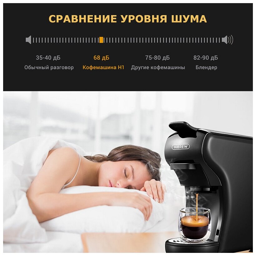 Капсульная кофемашина, Hibrew (ST-504)H1A черный совместимый Капсулы Nespresso /Капсулы Dolce Gusto/Капсулы Starbucks/Свежемолотый кофе - фотография № 4