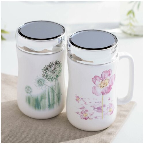 Кружка с крышкой зеркальной 