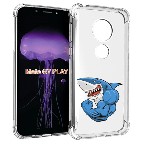 чехол mypads накаченная акула для motorola defy 2021 задняя панель накладка бампер Чехол MyPads накаченная акула для Motorola Moto G7 Play задняя-панель-накладка-бампер