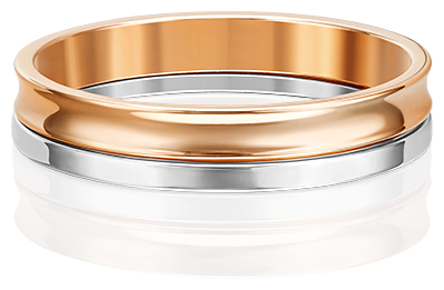 Кольцо обручальное PLATINA, комбинированное золото, 585 проба, родирование