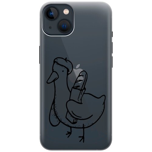 силиконовый чехол с принтом french goose для apple iphone 14 pro эпл айфон 14 про Силиконовый чехол на Apple iPhone 14 / Эпл Айфон 14 с рисунком French Goose