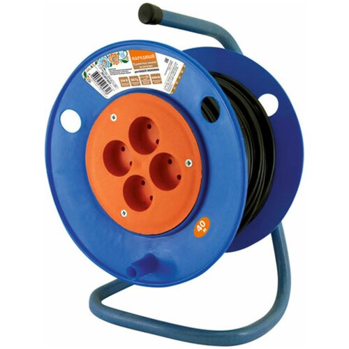 Удлинитель на катушке силовой народный 4 гнезда ПВС 3500 Вт с/з, 40м