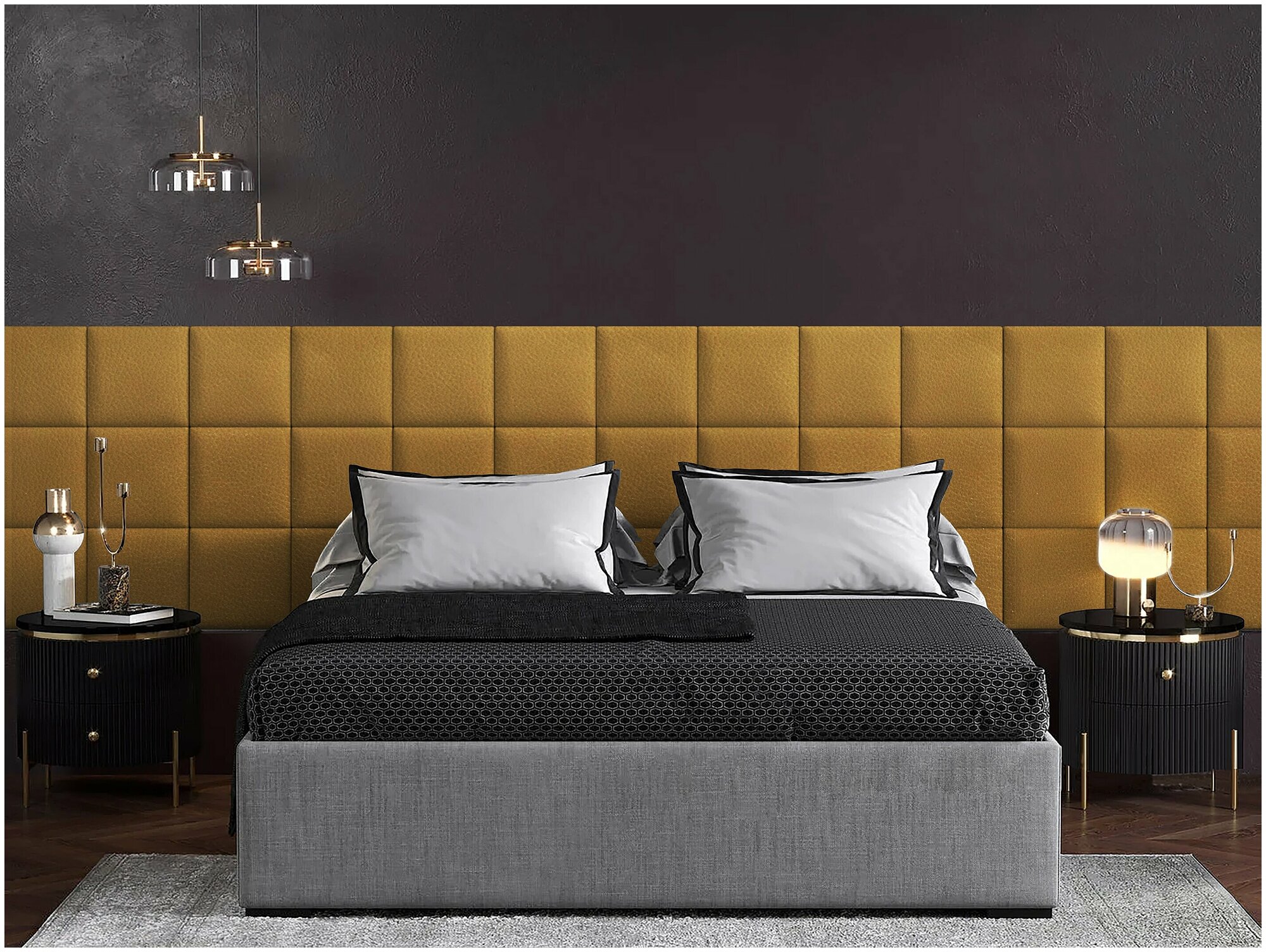 Панель кровати Eco Leather Gold 30х30 см 4 шт. - фотография № 1