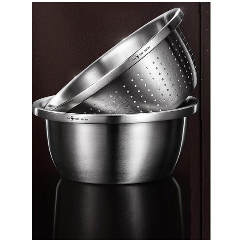 Набор кухонный из нержавеющей стали (сливная корзина 26см, раковина 26см), SSGP