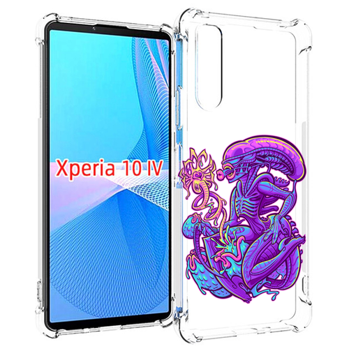 Чехол MyPads чужой фиолетовый цвет для Sony Xperia 10 IV (10-4) задняя-панель-накладка-бампер