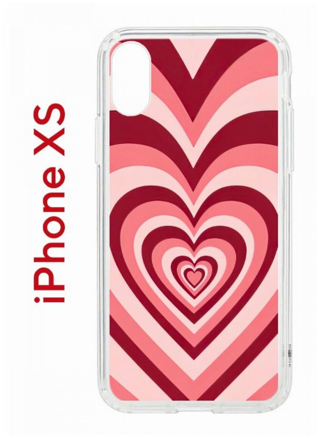 Чехол для iPhone X/XS Kruche Print Сердце, противоударный силиконовый бампер с рисунком, пластиковая накладка с защитой камеры