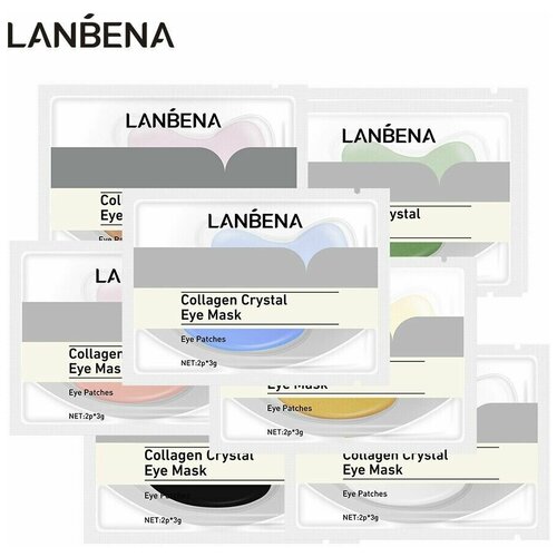 Патчи для глаз коллагеновые Lanbena Collagen Crystal Eye Mask. Набор из 10 шт-5 пар цвета разные
