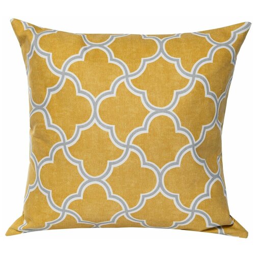 Подушка декоративная ELPIDA 42х42 горчичный марокко с серым орнаментом декоративная подушка на диван, подушка в спальню