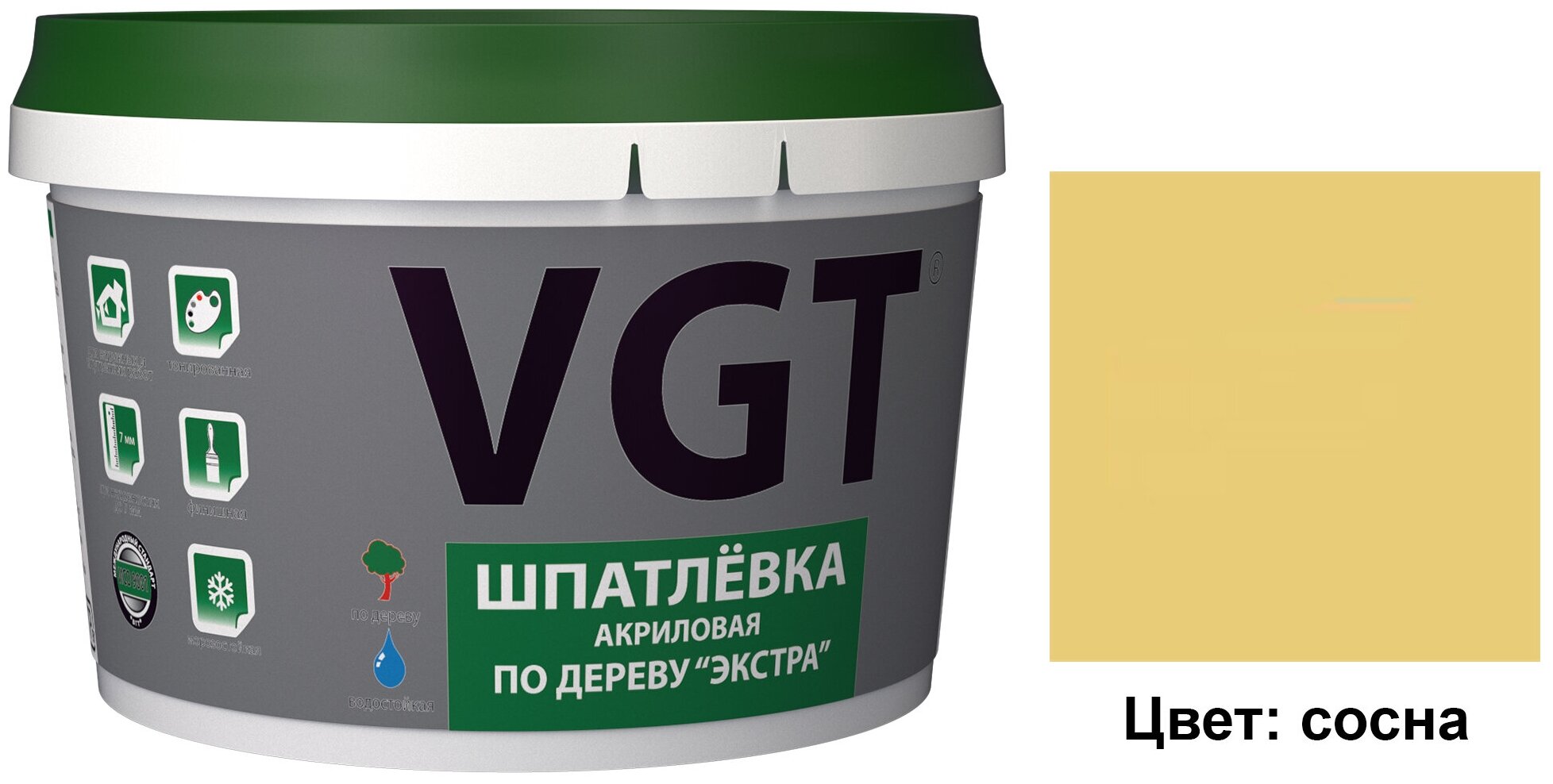 Шпатлевка акриловая по дереву VGT Экстра (1кг) сосна