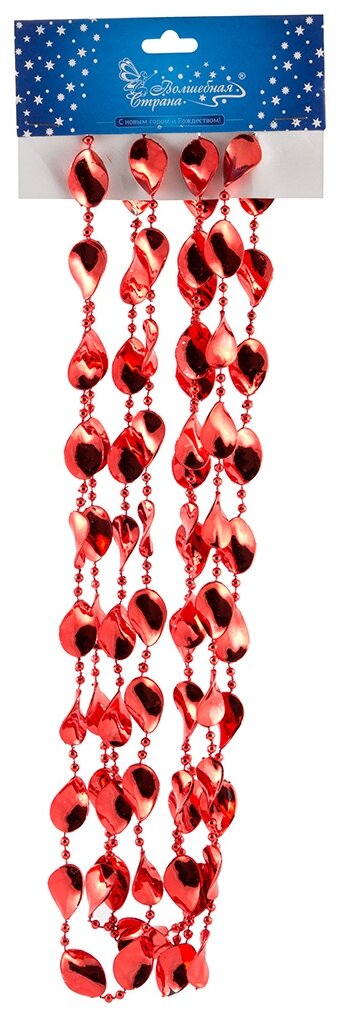 Волшебная страна Бусы Эллипс цвет красный 104065