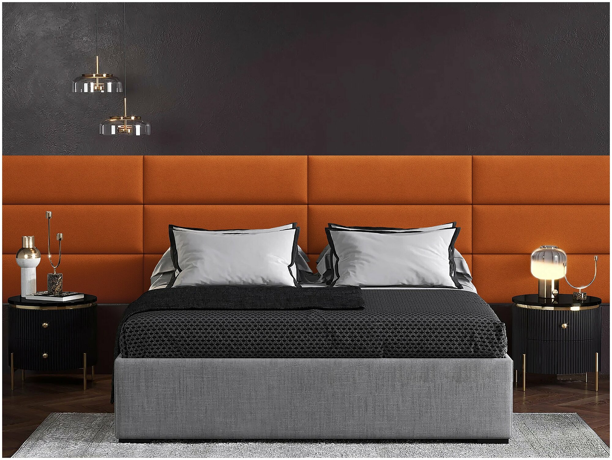 Мягкое изголовье кровати Velour Orange 30х100 см 1 шт. - фотография № 2