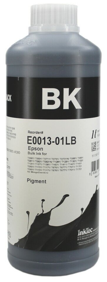 Чернила для Epson INKTEC E0013-01LB пигментные черные (black) 1 л