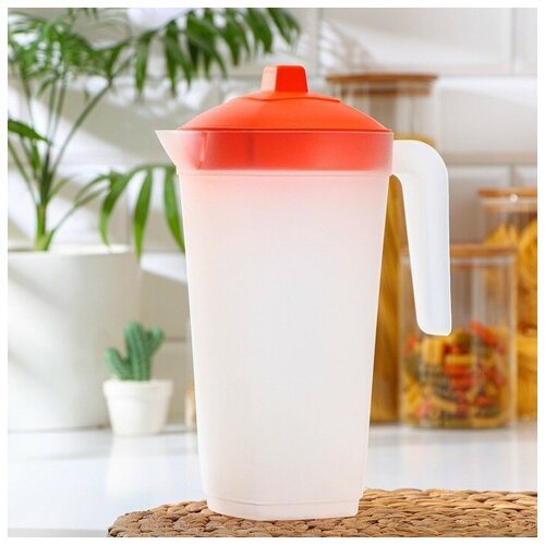 Набор для напитков пластиковый, 4 предмета, Кувшин 2 л, 3 стакана 500 мл, 20×12×26 см, цвет оранжевый