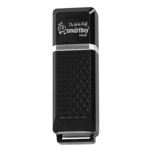 Флеш-диск 16 GB, SMARTBUY Quartz, USB 2.0, черный, SB16GBQZ-K