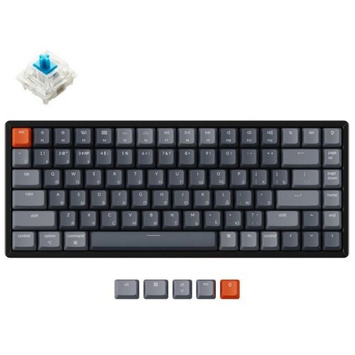 клавиатура keychron q6 n2 rgb blue switch grey q6 n2 ru Беспроводная механическая клавиатура Keychron K2, 84 клавиши, алюминиевый корпус, RGB подстветка, Gateron Blue Switch