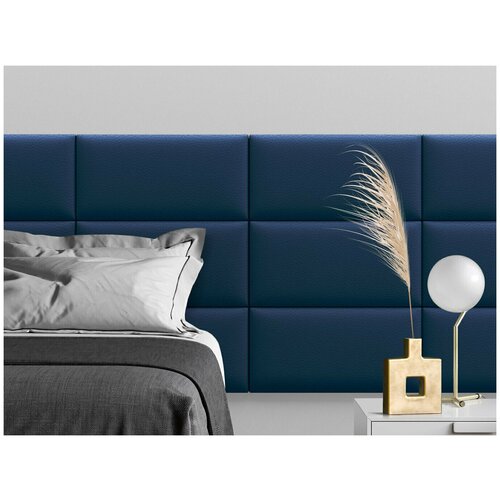 Мягкое изголовье кровати Eco Leather Blue 30х60 см 2 шт.
